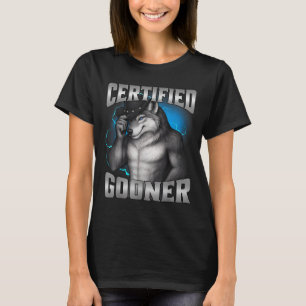 Funny Cringe Sigma Wolf Certified Gooner  T-Shirt
