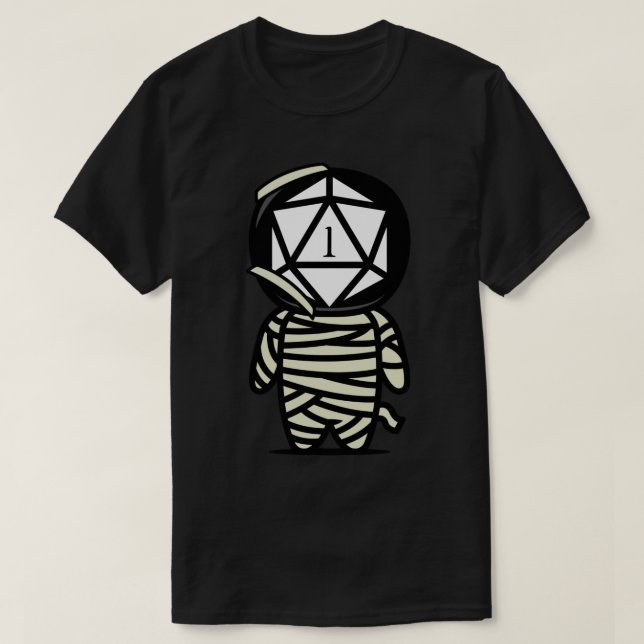 Funny Critical Fail Polyhedral D20 Dice Mummy T-Shirt (Design Front)