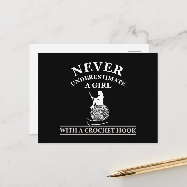 Funny crochet quote crocheters gift holiday postcard (Front/Back In Situ)