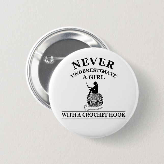 funny crochet quotes 6 cm round badge (Front & Back)