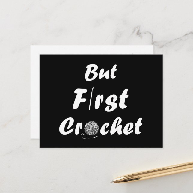 Funny crochet saying knitting quote holiday postcard (Front/Back In Situ)