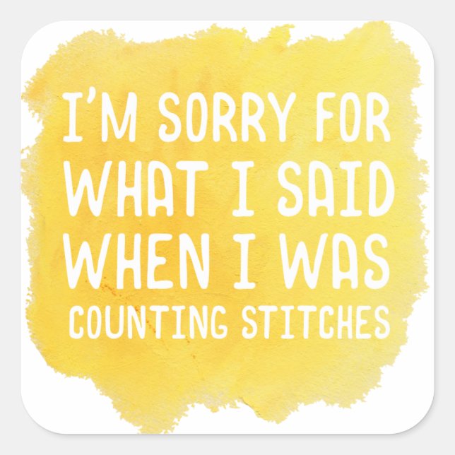 Funny Crochet Stitch Square Sticker (Front)