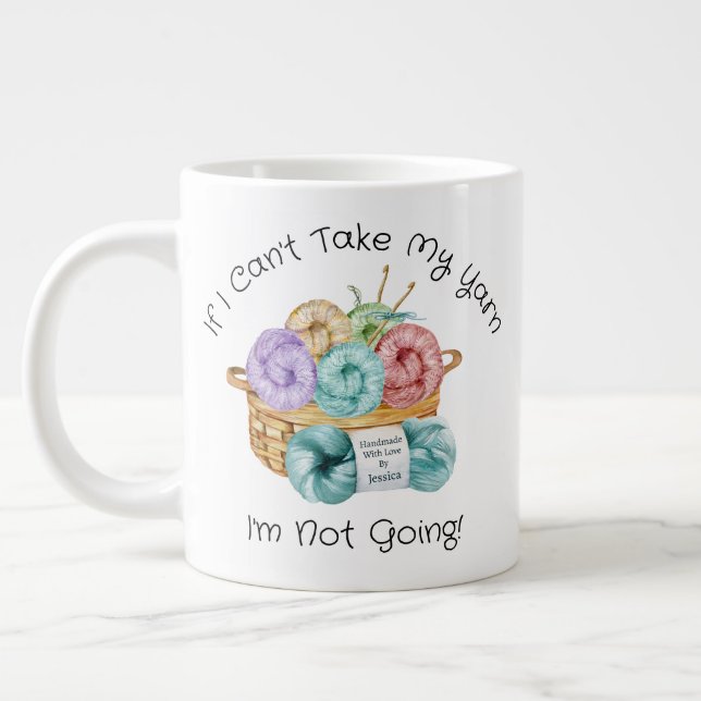 Funny Crocheting Personalised Giant Coffee Mug (Left)