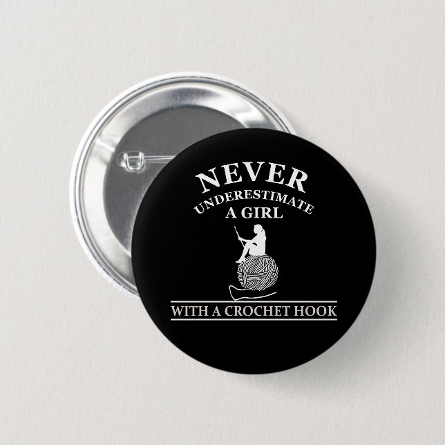 funny crocheting quote 6 cm round badge (Front & Back)