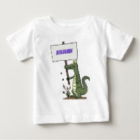 Funny crocodile aligator with sign cartoon