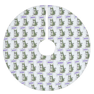 Funny crocodile aligator with sign cartoon brushed polyester tree skirt