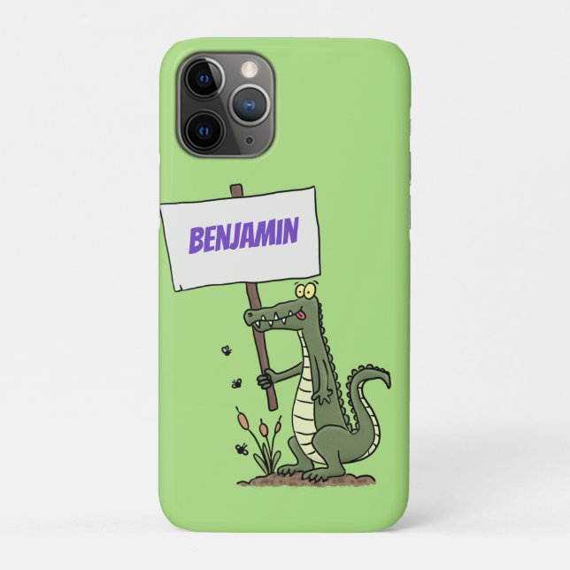 Funny crocodile aligator with sign cartoon Case-Mate iPhone case (Back)