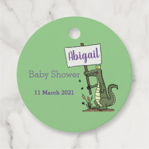 Funny crocodile aligator with sign cartoon  favour tags