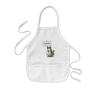 Funny crocodile aligator with sign cartoon kids apron