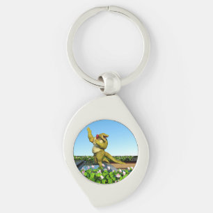 Funny Crocodile Champagne Pool Party Art Key Ring