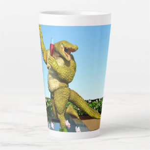 Funny Crocodile Champagne Pool Party Art Latte Mug
