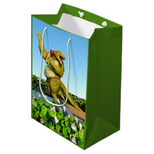Funny Crocodile Champagne Pool Party Art Medium Gift Bag