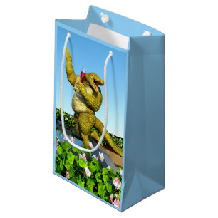 Funny Crocodile Champagne Pool Party Art Small Gift Bag
