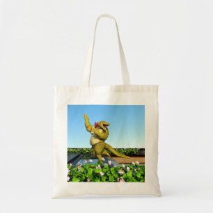 Funny Crocodile Champagne Pool Party Art Tote Bag
