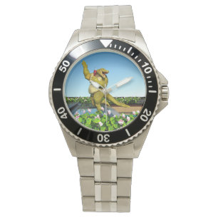 Funny Crocodile Champagne Pool Party Art Watch