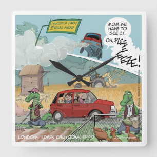 Funny Crocodile Farm Square Wall Clock