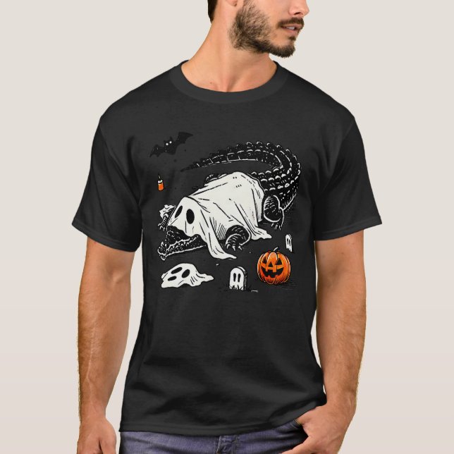 Funny Crocodile Ghost Costume Spooky Halloween All T-Shirt (Front)
