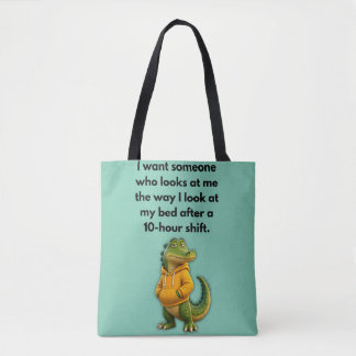 Funny Crocodile in Hoodie Mint Green Tote Bag