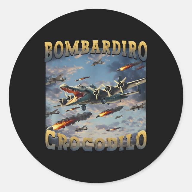 Funny Crocodile Meme Bombardiro Crocodilo Funny Br Classic Round Sticker (Front)