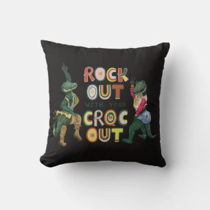 Funny Crocodile Pun Rock Out With Your Croc Out Cushion
