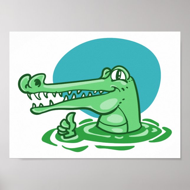 funny crocodile shown ok sign cartoon (Front)