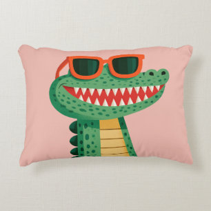 Funny Crocodile Sunglasses Cute Cartoon Animal Decorative Cushion