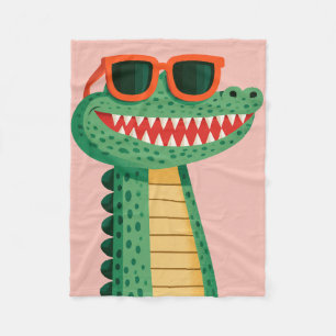 Funny Crocodile Sunglasses Cute Cartoon Animal Fleece Blanket