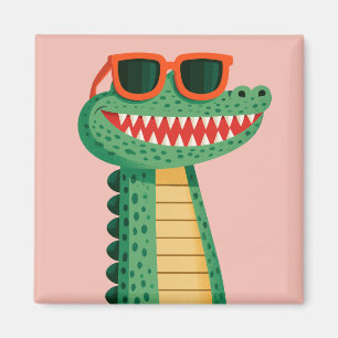 Funny Crocodile Sunglasses Cute Cartoon Animal Magnet