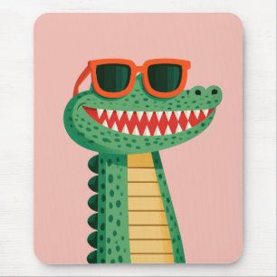 Funny Crocodile Sunglasses Cute Cartoon Animal Mouse Mat