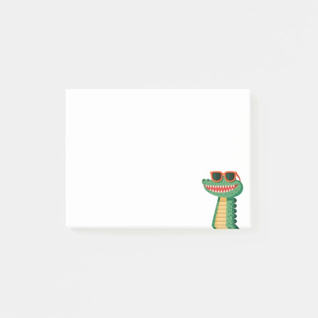 Funny Crocodile Sunglasses Cute Cartoon Animal Post-it Notes (Front)