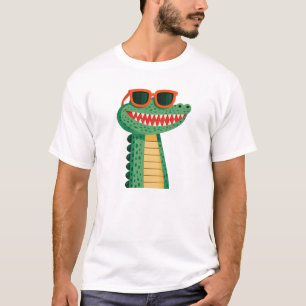 Funny Crocodile Sunglasses Cute Cartoon Animal T-Shirt
