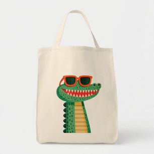 Funny Crocodile Sunglasses Cute Cartoon Animal Tote Bag