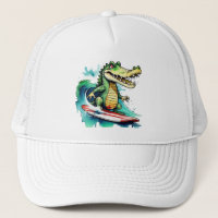 Funny crocodile surfing