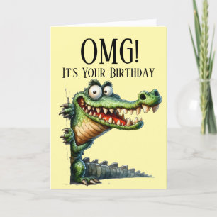 Funny Crocodile Theme Birthday Card