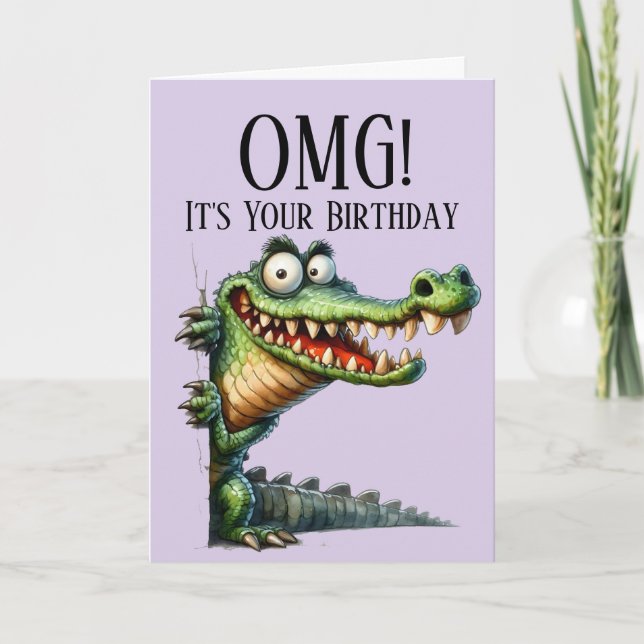 Funny Crocodile Theme Birthday Card (Front)