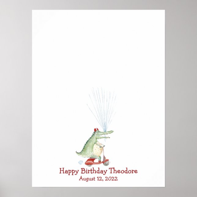 Funny Crocodile Thumbprint Guest Book (Front)