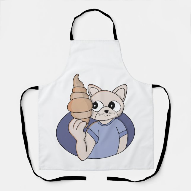 Funny Croissant Cat Apron (Front)