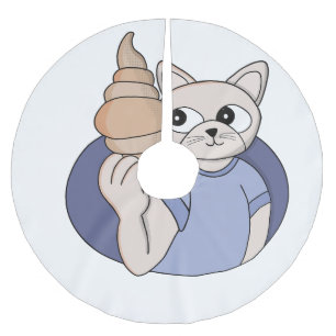 Funny Croissant Cat Brushed Polyester Tree Skirt