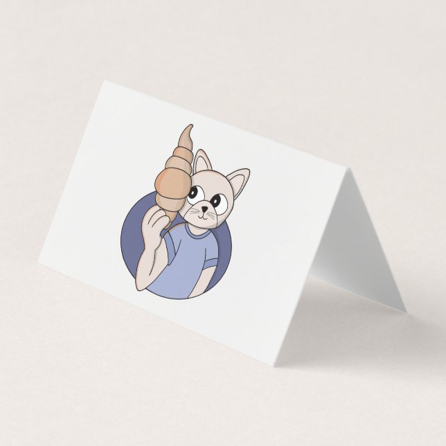 Funny Croissant Cat Business Card (Front)