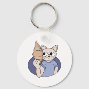 Funny Croissant Cat Key Ring