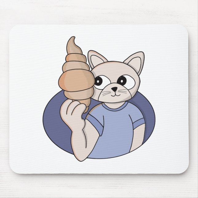 Funny Croissant Cat Mouse Mat (Front)