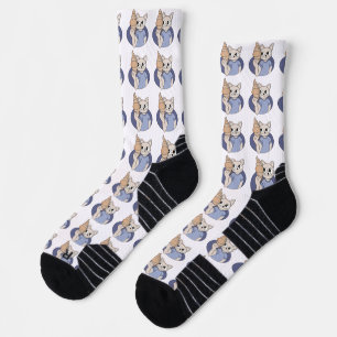 Funny Croissant Cat Socks