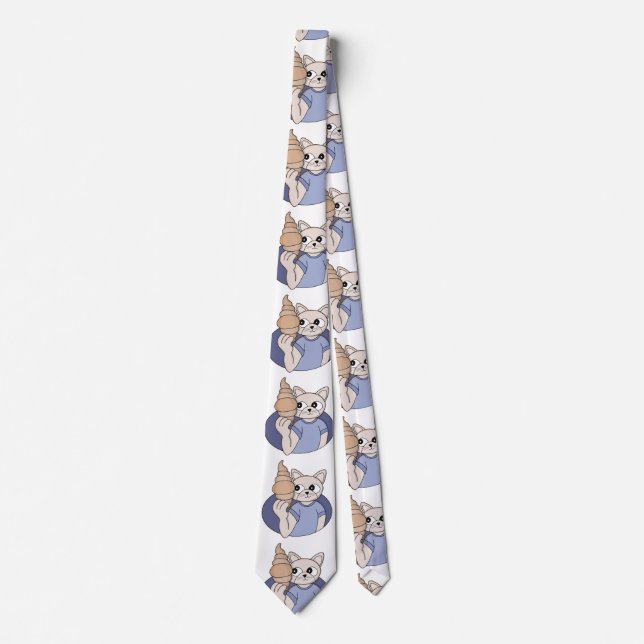 Funny Croissant Cat Tie (Front)