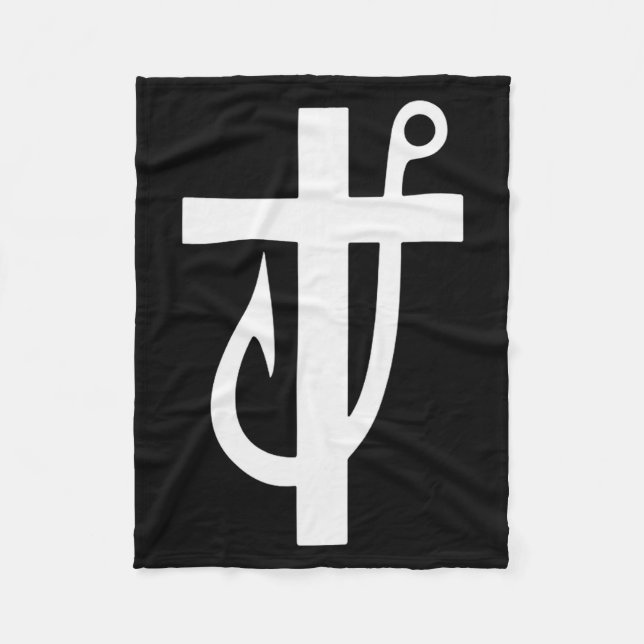 Funny Cross Christian - Jesus Made Me A Fisherman  Fleece Blanket (Front)