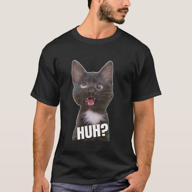Funny Cross Eyed Cat Meme Huh Funny Cat T-Shirt (Front)