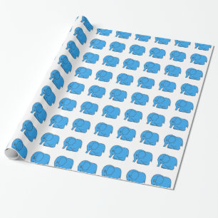 Funny cross-stitch blue elephant wrapping paper