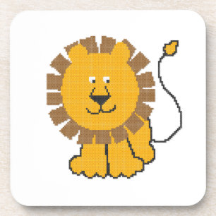 Funny cross-stitch cartoon Lion Coaster