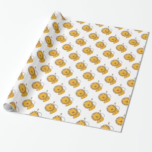 Funny cross-stitch cartoon Lion Wrapping Paper