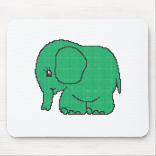 Funny cross-stitch green elephant mouse mat
