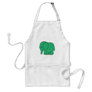 Funny cross-stitch green elephant standard apron
